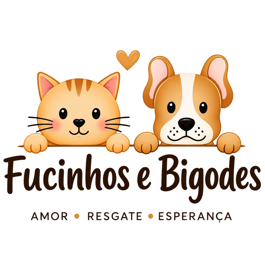 Ilustração da FUBI: um gato e um cachorro lado a lado sob um coração